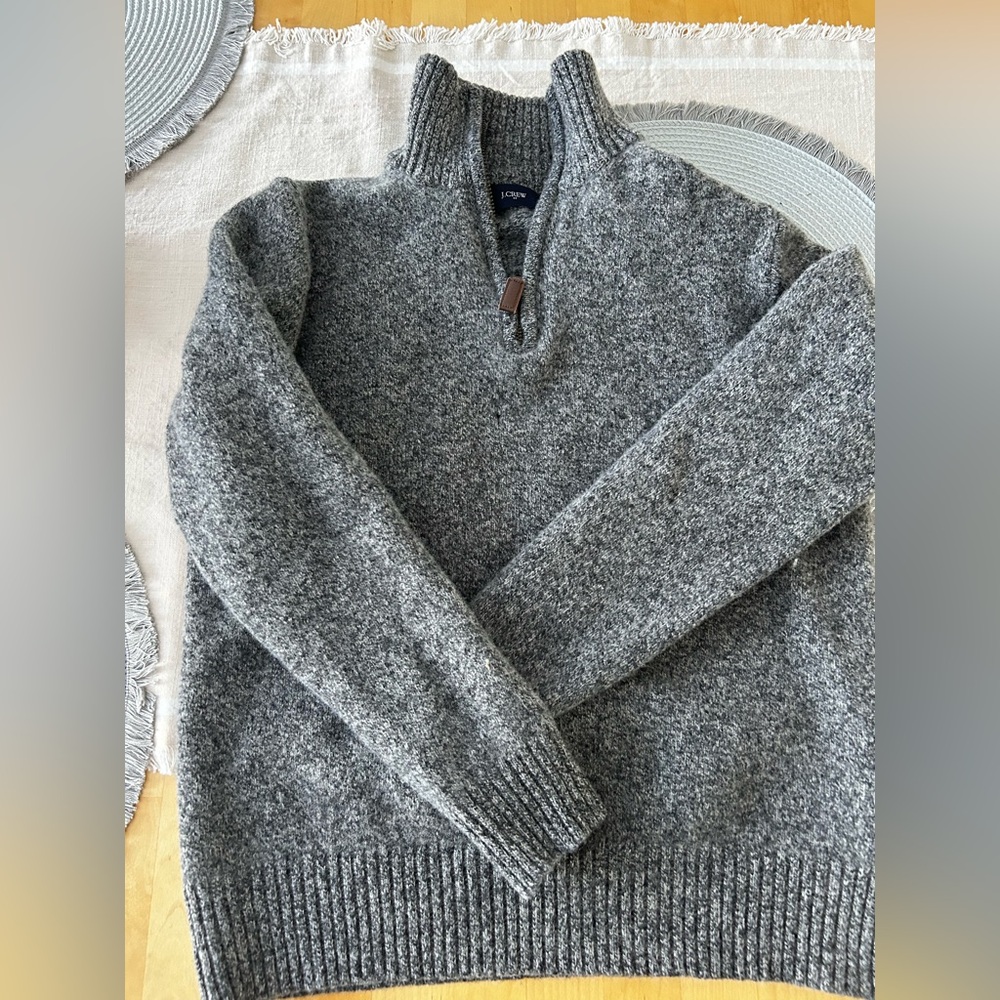 Woman’s Grey 100% wool vintage half zip JCREW sweater